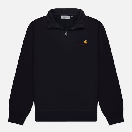 Мужская толстовка Carhartt WIP Half Zip American Script, цвет чёрный