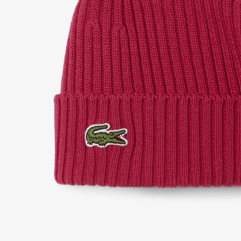 Шерстяная шапка Lacoste унисекс в рубчик 2