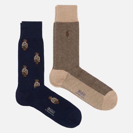 Комплект носков Polo Ralph Lauren Charles Bear & Herringbone Crew 2-Pack, цвет комбинированный