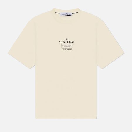 Мужская футболка Stone Island Combed Organic Cotton Jersey Industrial Logos, цвет бежевый