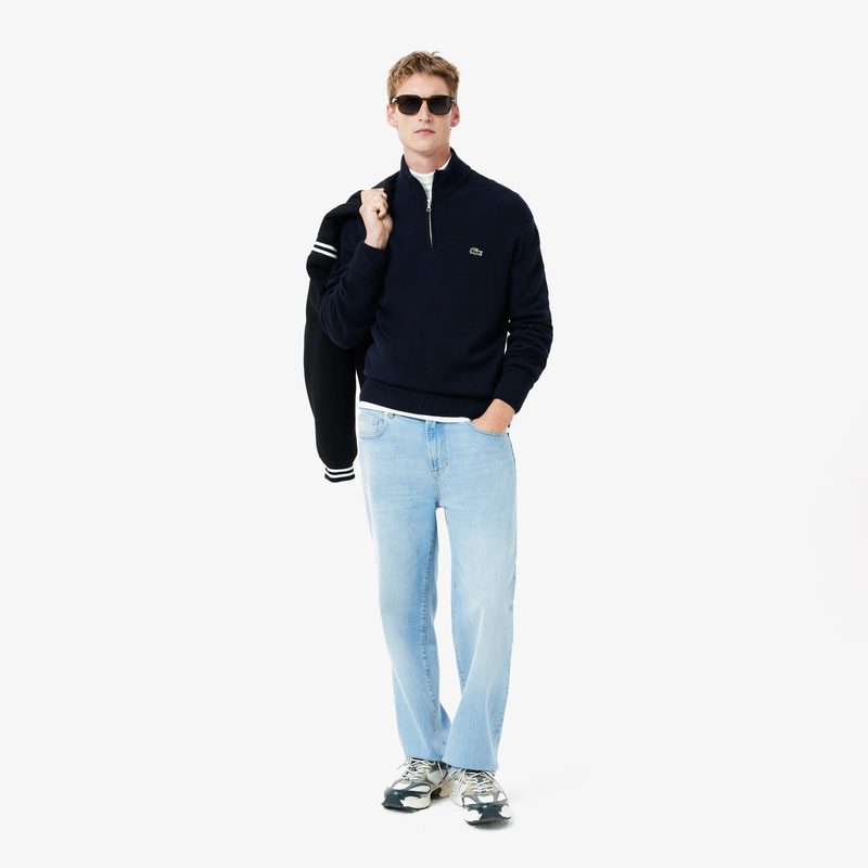 Мужской шерстяной свитер Lacoste на молнии с высоким воротом 4