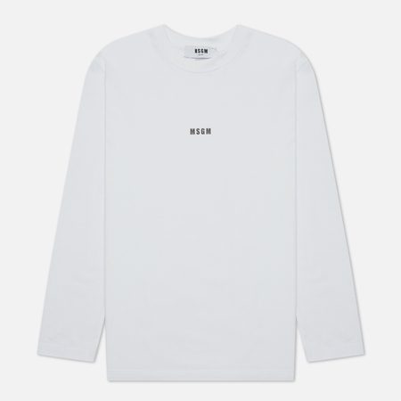 Женский лонгслив MSGM Micrologo Basic Crew Neck, цвет белый