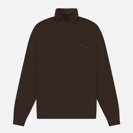 Мужской свитер Lacoste Merino Wool Neck, цвет коричневый