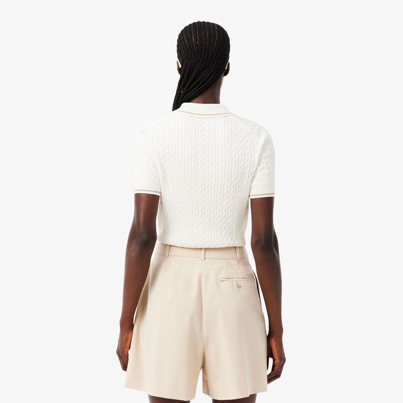 Женское поло Lacoste фактурной вязки 3