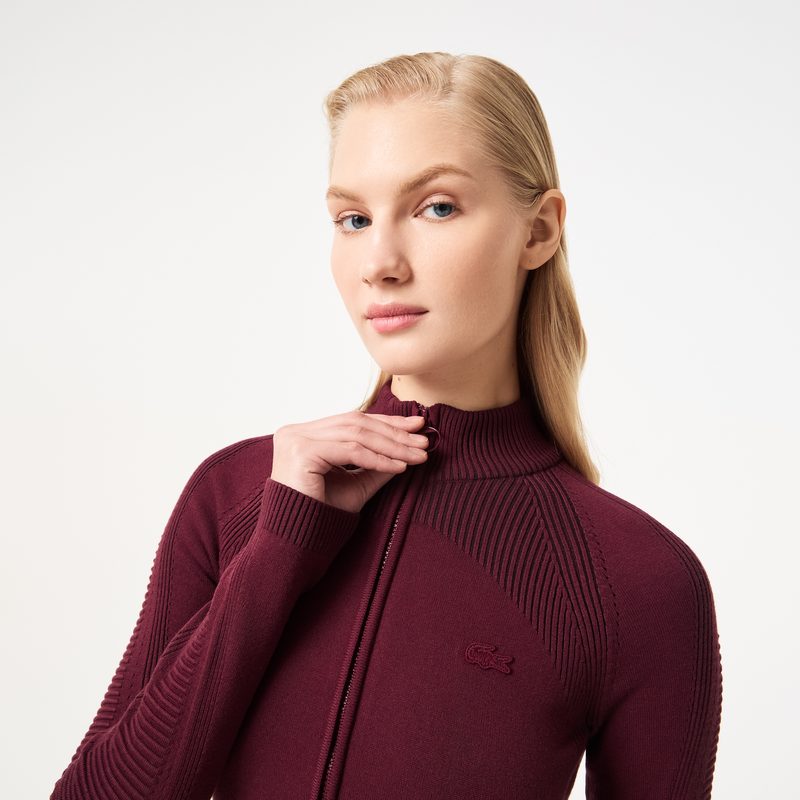 Женское облегающее длинное платье Lacoste на молнии с длинным рукавом 3