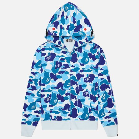 Мужская толстовка A Bathing Ape ABC Camo 2nd Shark Full Zip Hoodie, цвет синий
