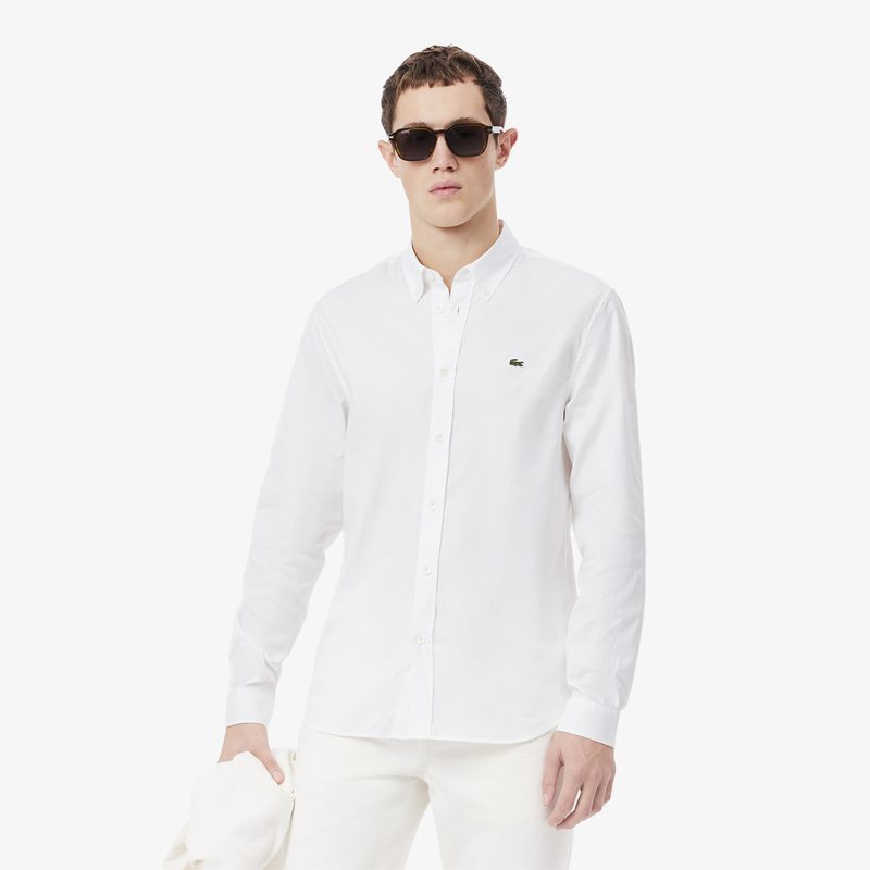 Мужская хлопковая рубашка Lacoste приталенного кроя