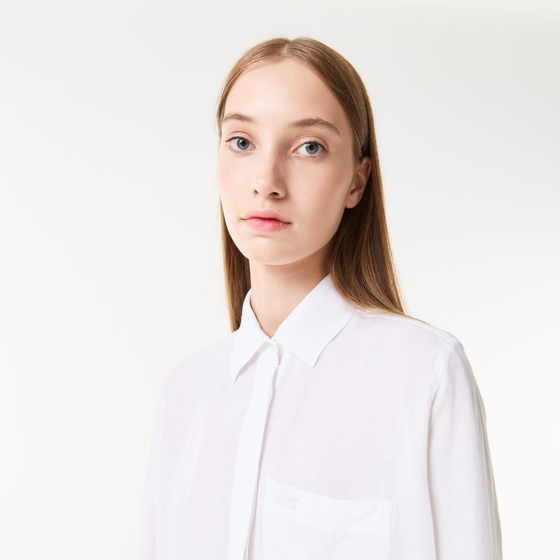 Женская лёгкая рубашка Lacoste из льна 3