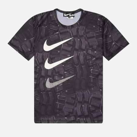 Мужская футболка Comme des Garcons Black x Nike Vertical Swoosh Print, цвет чёрный