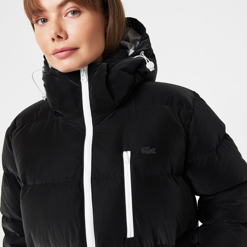 Женское стеганая куртка-пуховик Lacoste с капюшоном 4