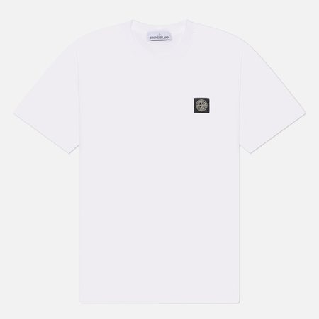 Мужская футболка Stone Island 60/2 Cotton Jersey Compass Patch, цвет белый