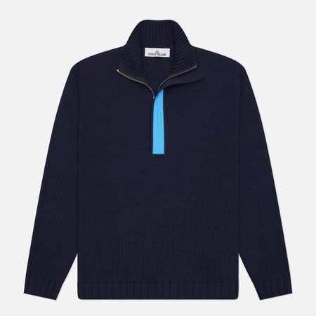 Мужской свитер Stone Island Marina Half-Zip, цвет синий