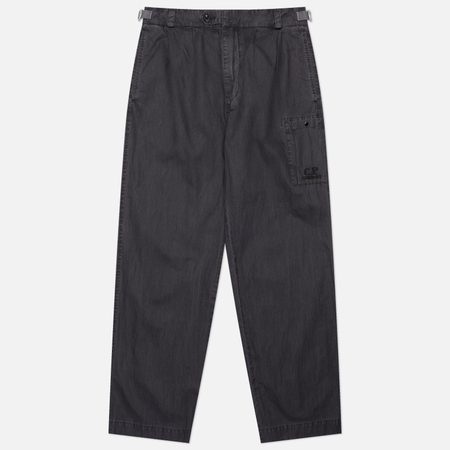 Мужские брюки C.P. Company 50 Fili Wax Loose Cargo, цвет чёрный