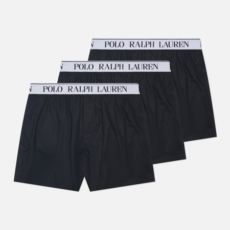 Комплект мужских трусов Polo Ralph Lauren Elastic Boxer 3-Pack, цвет чёрный