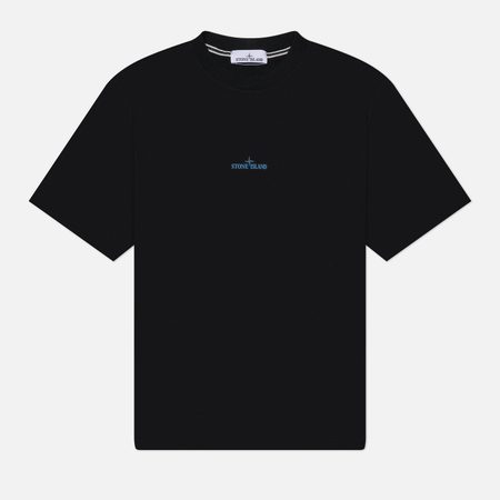 Мужская футболка Stone Island Institutional Four Print Motif, цвет чёрный
