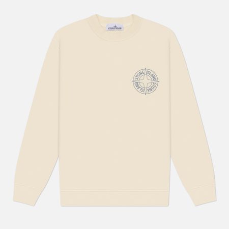 Мужская толстовка Stone Island Cotton Fleece Raised Compass Logo Print, цвет белый