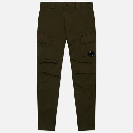 Мужские брюки C.P. Company Stretch Sateen Ergonomic Fit Cargo, цвет оливковый