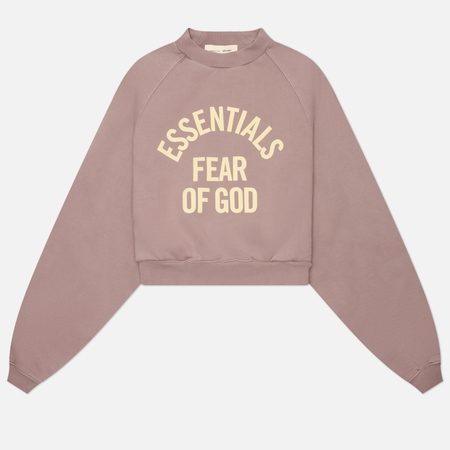 Женская толстовка Fear of God ESSENTIALS Campus 90's Cropped Raglan Crewneck, цвет розовый