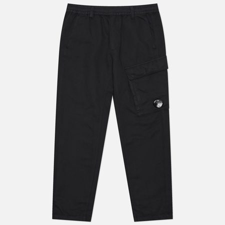 Мужские брюки C.P. Company Cotton Linen Lens Cargo, цвет чёрный