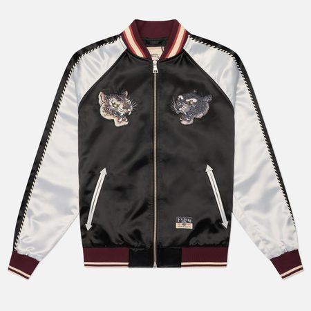 Мужская куртка бомбер Evisu Heritage Duo Leopard Embroidery Souvenior, цвет чёрный