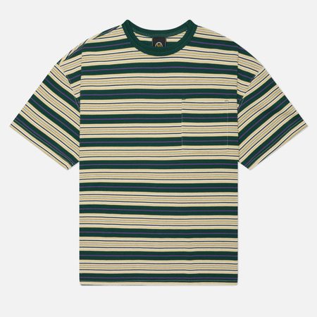 Мужская футболка FrizmWORKS Horizon Stripe Half, цвет зелёный