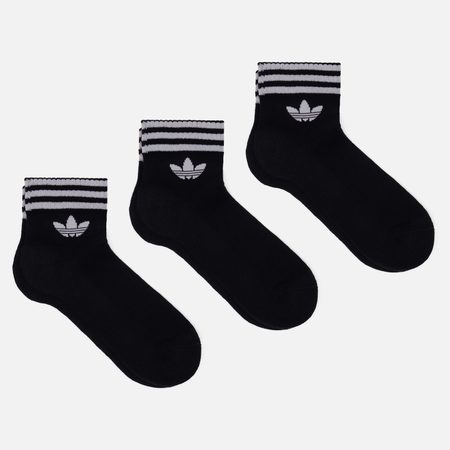 Комплект носков adidas Originals 3-Stripes Ankle 3-Pack, цвет чёрный