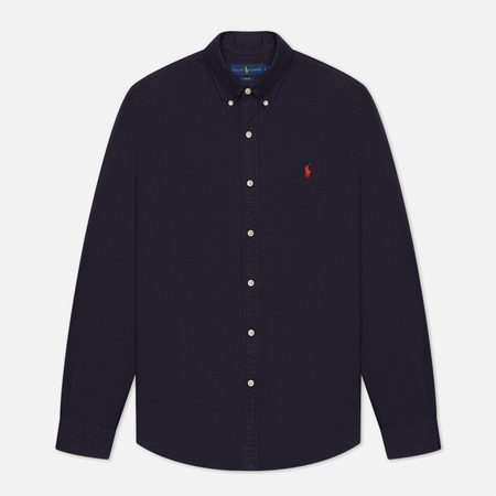 Мужская рубашка Polo Ralph Lauren Garment Dyed Oxford Slim Fit, цвет синий