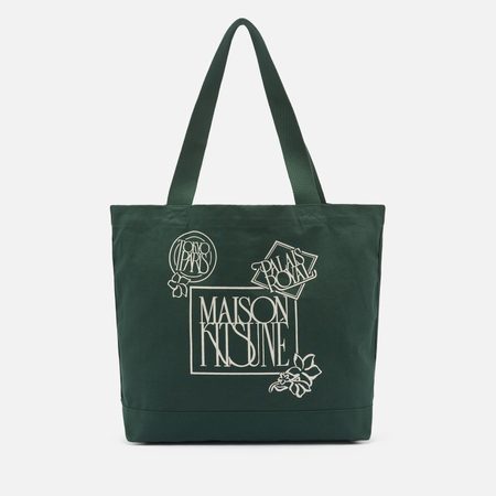 Сумка Maison Kitsune Art Nouveau Stamp Tote, цвет зелёный