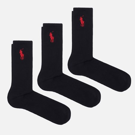 Комплект носков Polo Ralph Lauren Embroidered Big Pony 3-Pack, цвет чёрный