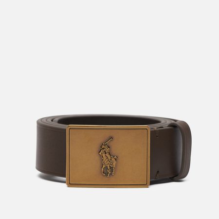Ремень Polo Ralph Lauren PP Plaque Casual Medium, цвет коричневый