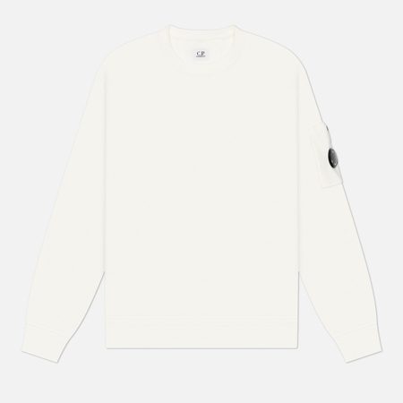 Мужская толстовка C.P. Company Cotton Diagonal Fleece Crewneck Lens, цвет белый