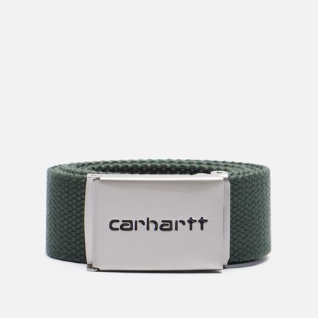 Ремень Carhartt WIP Clip Chrome, цвет оливковый