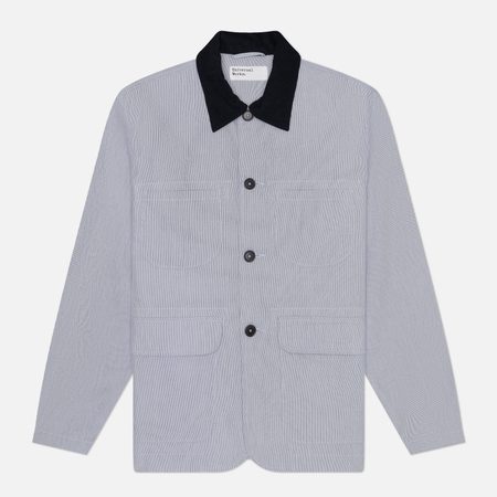 Мужская куртка ветровка Universal Works Labour Kennedy Stripe, цвет синий