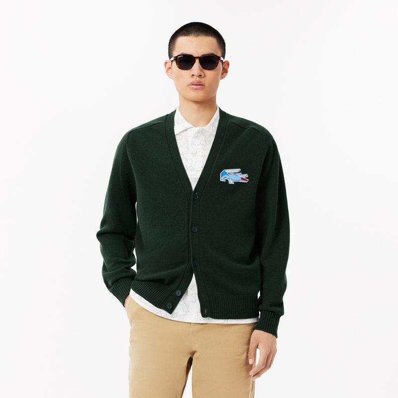 Мужской кардиган Lacoste из кардочесаной шерсти