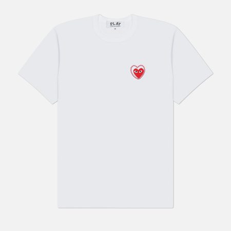 Мужская футболка Comme des Garcons Play Metalstone Heart, цвет белый