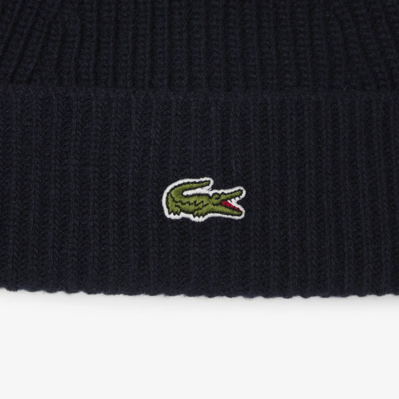 Вязаная шапка-бини Lacoste из шерсти 2