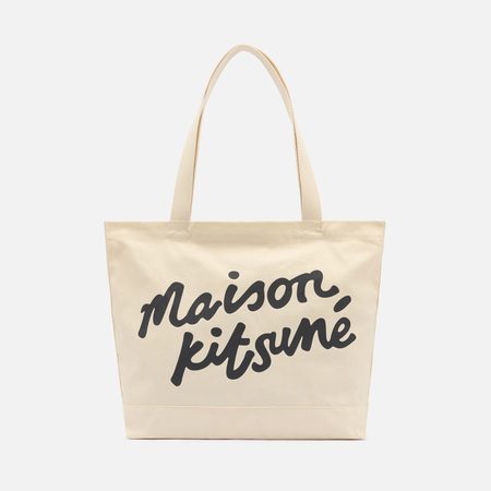 Сумка Maison Kitsune Handwriting Tote, цвет бежевый