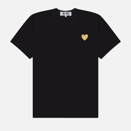 Мужская футболка Comme des Garcons Play Gold Heart Emblem, цвет чёрный