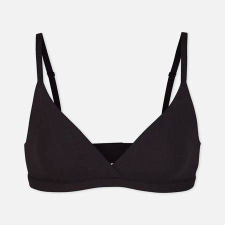 Женский бюстгальтер SKIMS Fits Everybody Crossover Bralette, цвет чёрный