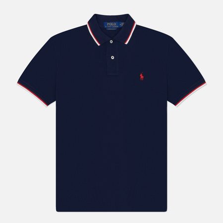 Мужское поло Polo Ralph Lauren Custom Slim Fit Lightweight Mesh, цвет синий