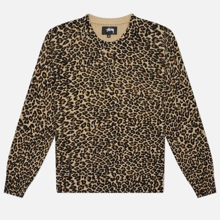 Мужской свитер Stussy Leopard, цвет коричневый
