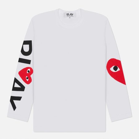 Мужской лонгслив Comme des Garcons Play Logo Print Play Logo, цвет белый