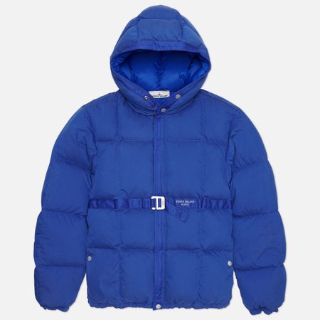 Мужской пуховик Stone Island Marina Hooded Buckled, цвет синий