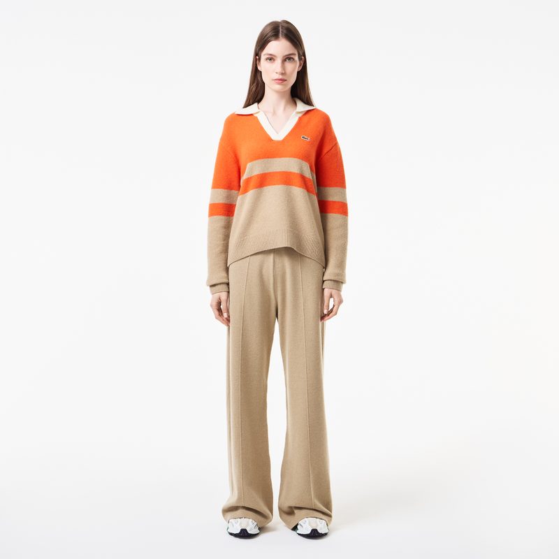 Женский шерстяной свитер Lacoste с v-образным вырезом 4