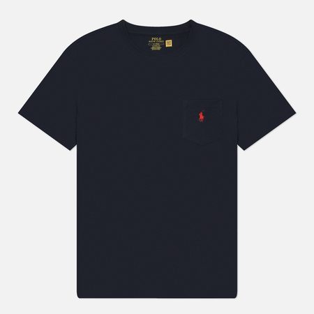 Мужская футболка Polo Ralph Lauren Embroidered Logo Pocket Classic Fit, цвет синий