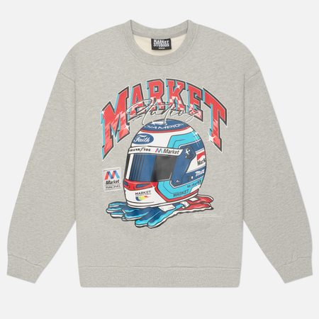 Мужская толстовка MARKET Racing Helmet Crewneck, цвет серый
