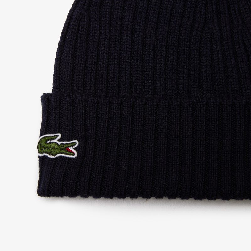 Шерстяная шапка Lacoste унисекс в рубчик 2