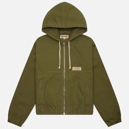 Мужская куртка ветровка Stussy Work Unlined Canvas, цвет оливковый