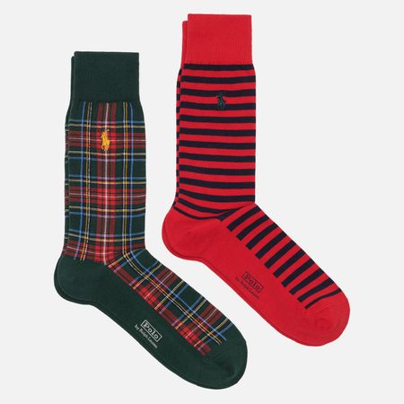 Комплект носков Polo Ralph Lauren Holiday Plaid & Stripe Crew 2-Pack, цвет комбинированный