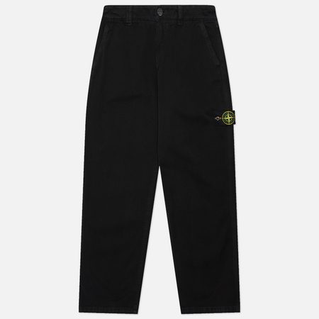 Мужские брюки Stone Island Organic Panama Cotton Old Effect, цвет чёрный